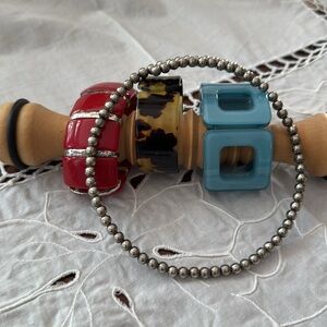 Chic Bracelet Set in Red, Gray, and Tortoiseshell